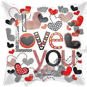 I Love You Trendy Hearts 18" (#19372)