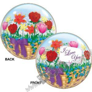 I Love You Flower Basket Bubble 22" (#81074)