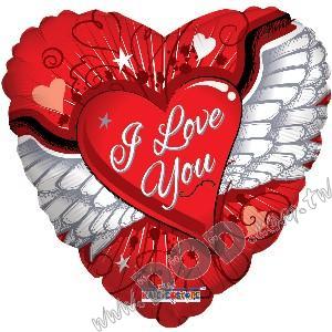 I love yuo hearts with wings 18" (#19118)