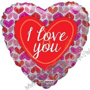 ily hearts pattern holographic 18" (#19557)