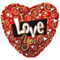 I Love You Hearts & Swirls 18" (#214228)